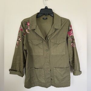 a.n.a Green Utility Jacket with Floral Embroidery